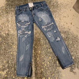 One Teaspoon Awesome Baggies Distressed Ripped Boyfriend Jeans Blue Size 26